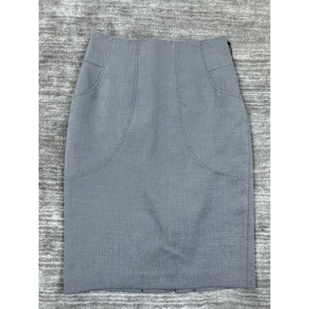 Worthington Pencil Skirt Womens 8P Gray Micro Pattern Career High Waist Lined